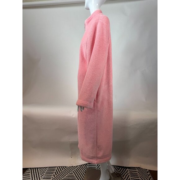 Adonna Pink Fleece Zip-Up Long Robe XL Full-Length Cozy Loungewear - Picture 3 of 16